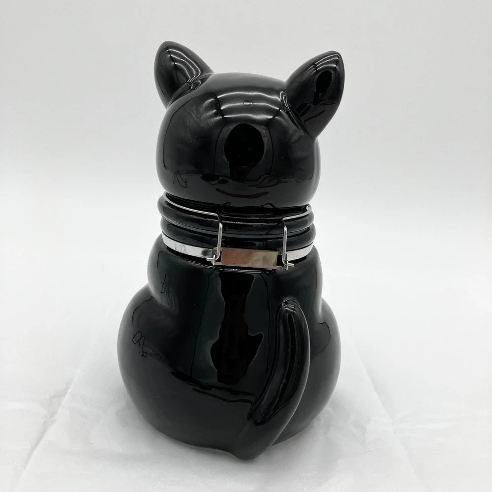 Boston Warehouse Hinged Storage Jar French Bulldog 8in Black Ceramic Dog Treat